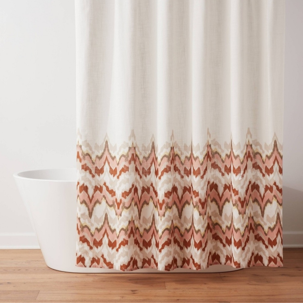 Threshold 13pc Coastal Abstract Shower Curtain Set Cream/Red